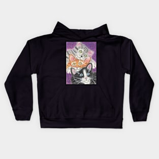 Happy cat stack Kids Hoodie